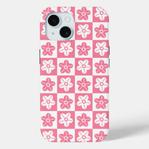 Dot Flower Pink White iPhone 15 Case