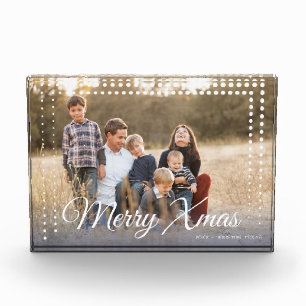 Dot Frame Merry Xmas Keepsake Photo Block
