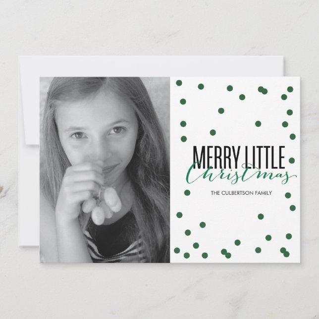 Dot Green Festive Holiday Photo Card (Front)