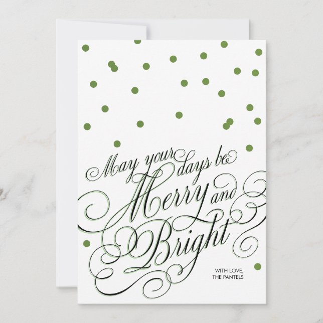 Dot Green Script Holiday Card (Front)