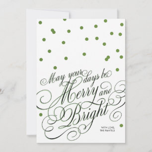 Dot Green Script Holiday Card