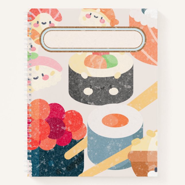 Dot Grid Spiral Notebook Sushi Design (Front)