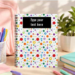 dot heart Rainbow Colours Cute Back to School Notebook