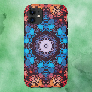 Dot Mandala Blue Red and Orange iPhone 11 Case