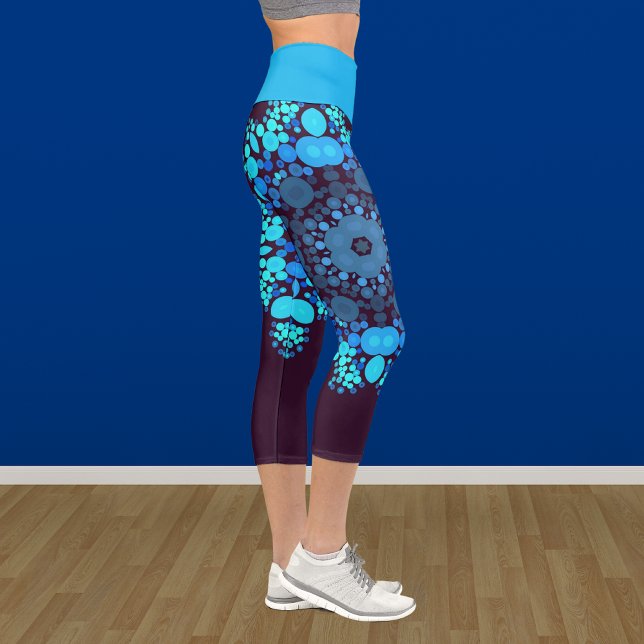 Dot Mandala Flower Blue and Purple Capri Leggings (Creator Uploaded)