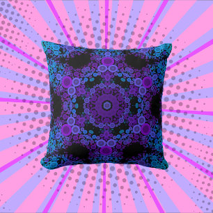 Dot Mandala Flower Blue and Purple Cushion