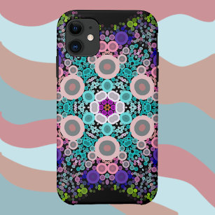 Dot Mandala Flower Blue Green and Pink Case-Mate iPhone Case