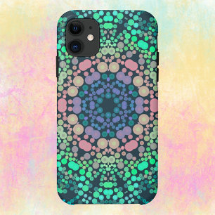 Dot Mandala Flower Blue Green and Pink iPhone 11 Case