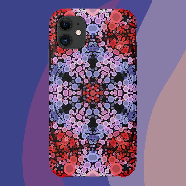 Dot Mandala Flower Blue Red and Pink Case-Mate iPhone Case (Creator Uploaded)