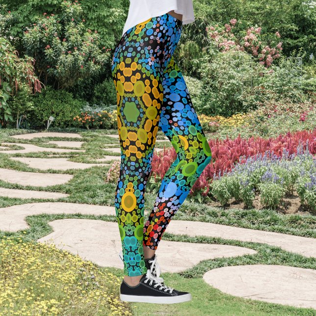 Dot Mandala Flower Blue Yellow and Green Leggings (Creator Uploaded)