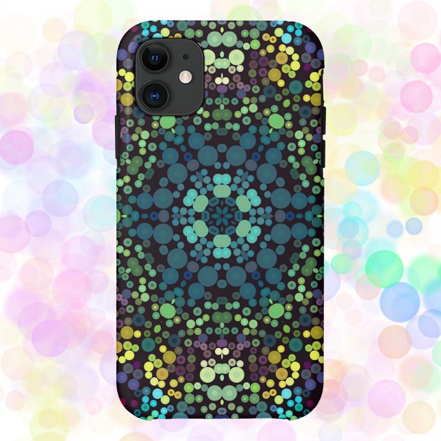 Dot Mandala Flower Blue Yellow and Purple Case-Mate iPhone Case (Creator Uploaded)