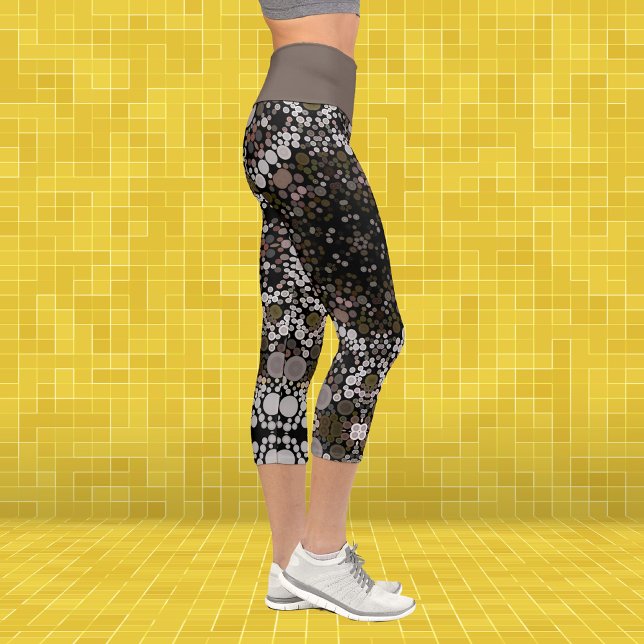 Dot Mandala Flower Brown and White Capri Leggings (Creator Uploaded)