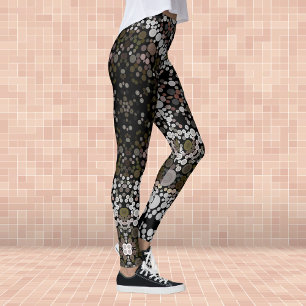 Dot Mandala Flower Brown and White Leggings