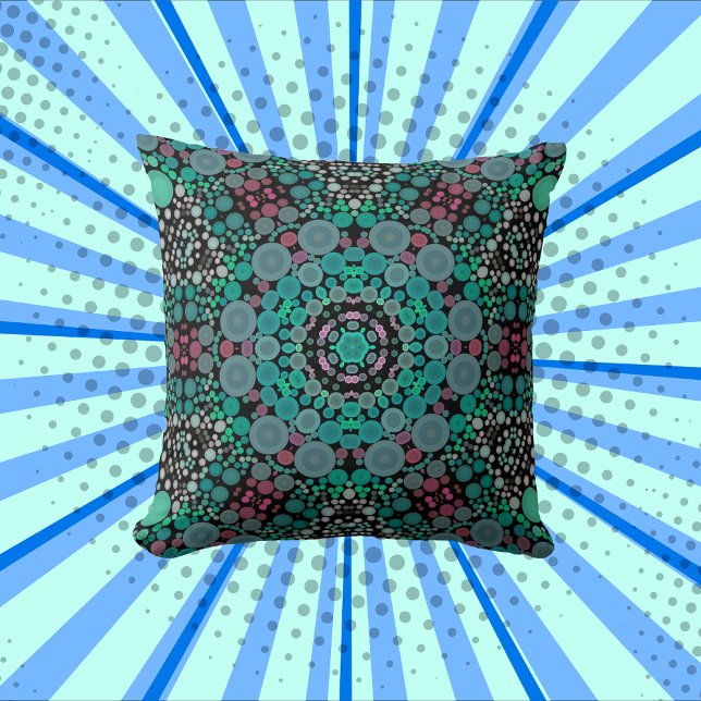 Dot Mandala Flower Green Blue and Red Cushion (Creator Uploaded)