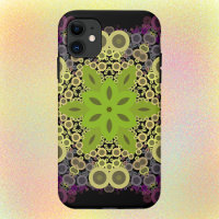 Dot Mandala Flower Green Yellow and Purple