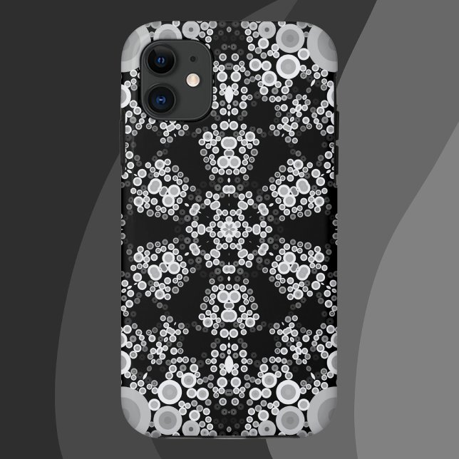 Dot Mandala Flower Grey and Black Case-Mate iPhone Case (Creator Uploaded)
