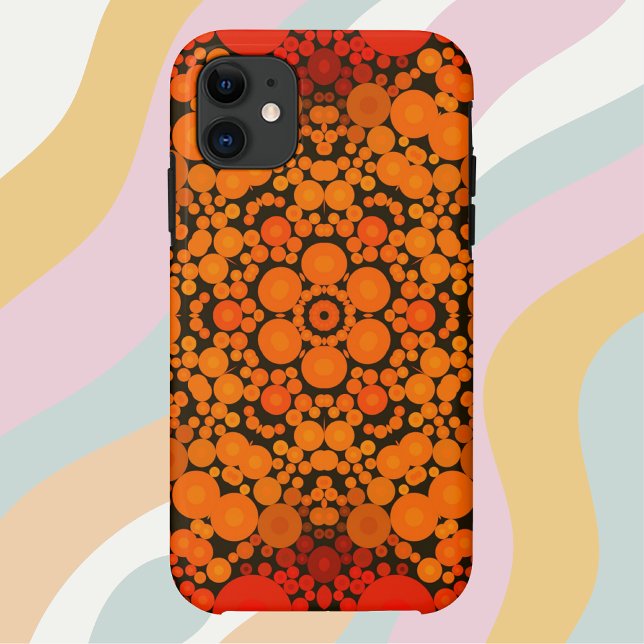Dot Mandala Flower Orange and Black Case-Mate iPhone Case (Creator Uploaded)