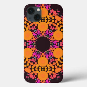 Dot Mandala Flower Orange and Pink iPhone 13 Case