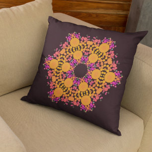Dot Mandala Flower Orange and Pink Cushion