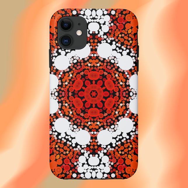 Dot Mandala Flower Orange White and Red Case-Mate iPhone Case (Creator Uploaded)