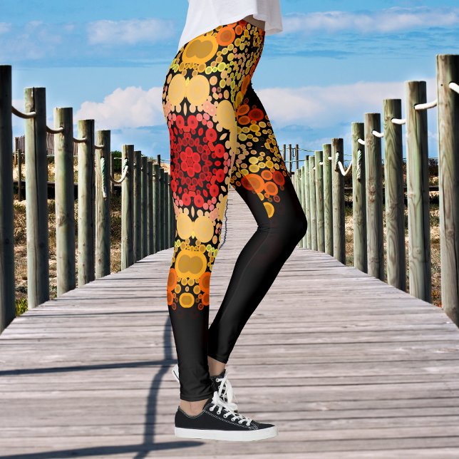 Dot Mandala Flower Orange Yellow and Red Leggings (Creator Uploaded)