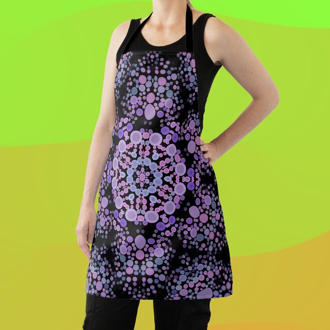 Dot Mandala Flower Pink and Purple Apron (Creator Uploaded)