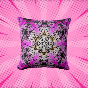 Dot Mandala Flower Pink and White Cushion