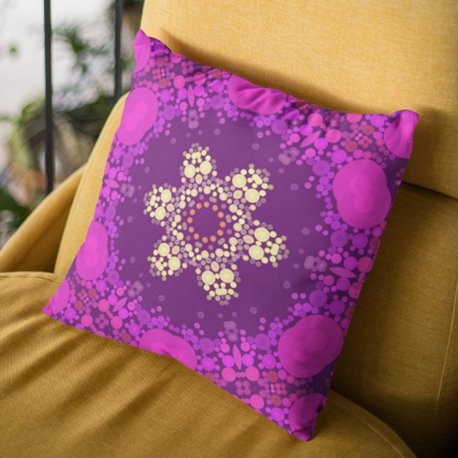 Dot Mandala Flower Pink and Yellow Cushion (Creator Uploaded)