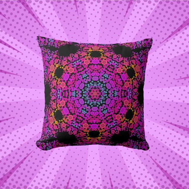 Dot Mandala Flower Pink Blue and Orange Cushion (Creator Uploaded)