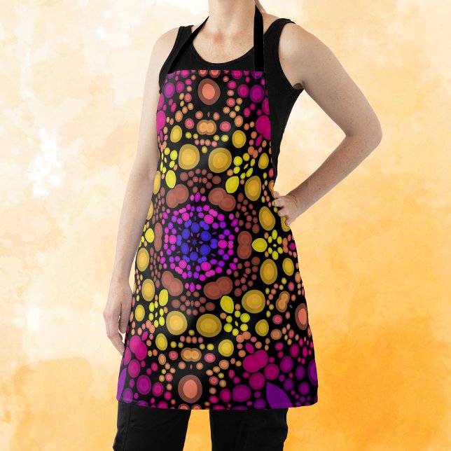 Dot Mandala Flower Purple and Yellow Apron (Creator Uploaded)