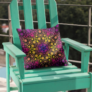 Dot Mandala Flower Purple and Yellow Cushion