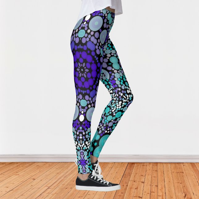 Dot Mandala Flower Purple Blue and White Leggings (Creator Uploaded)
