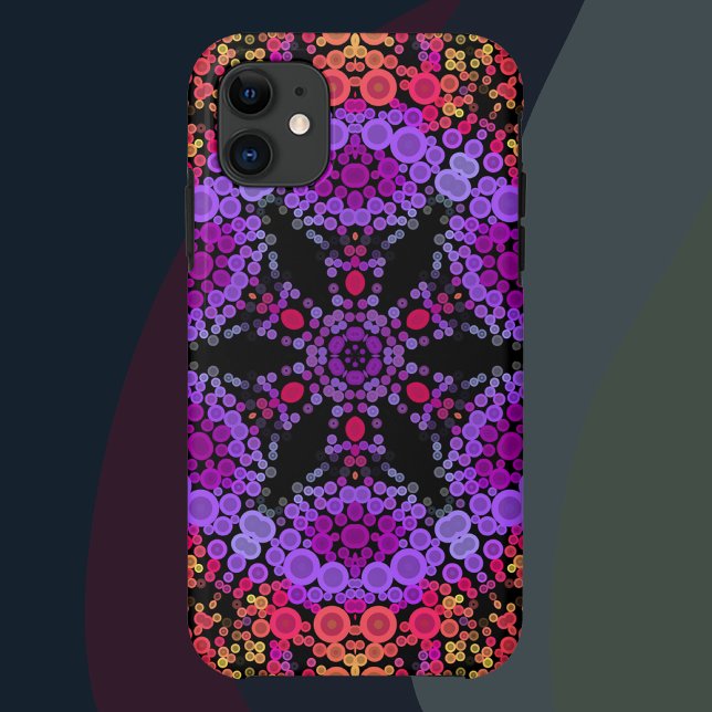 Dot Mandala Flower Purple Orange and Yellow Case-Mate iPhone Case (Creator Uploaded)