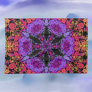 Dot Mandala Flower Purple Orange and Yellow Tea Towel