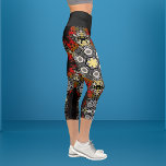 Dot Mandala Flower Red Yellow and Grey Capri Leggings<br><div class="desc">This groovy mandala features red,  yellow,  and grey and was inspired by paint dot mandalas. Trippy geometric patterns for the modern hippie!</div>