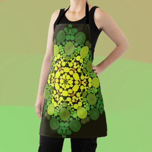 Dot Mandala Flower Yellow and Green Apron