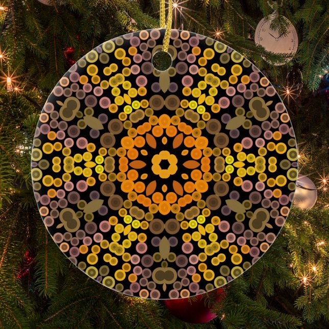 Dot Mandala Flower Yellow and Purple Ceramic Tree Decoration (Creator Uploaded)