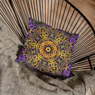 Dot Mandala Flower Yellow and Purple Cushion