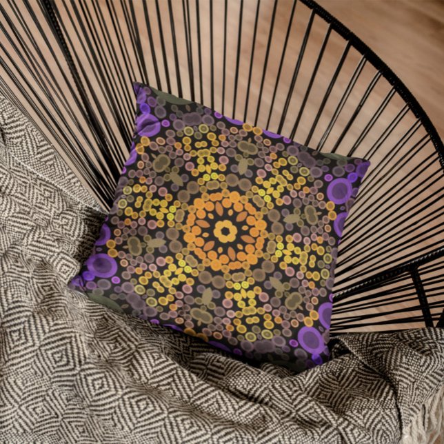 Dot Mandala Flower Yellow and Purple Cushion (Creator Uploaded)