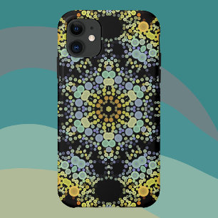 Dot Mandala Flower Yellow Blue and Grey iPhone 11 Case
