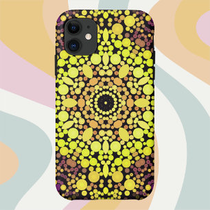 Dot Mandala Flower Yellow Purple and Black iPhone 11 Case