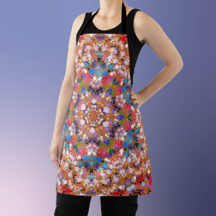 Dot Mandala Orange Blue Pink and White Apron