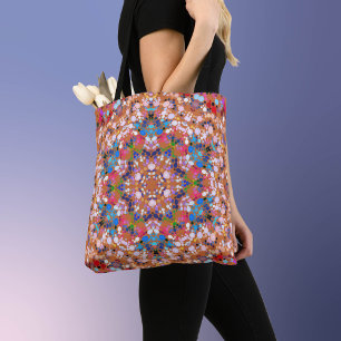 Dot Mandala Orange Blue Pink and White Tote Bag