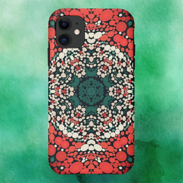 Dot Mandala Red White Blue and Green Case-Mate iPhone Case (Creator Uploaded)