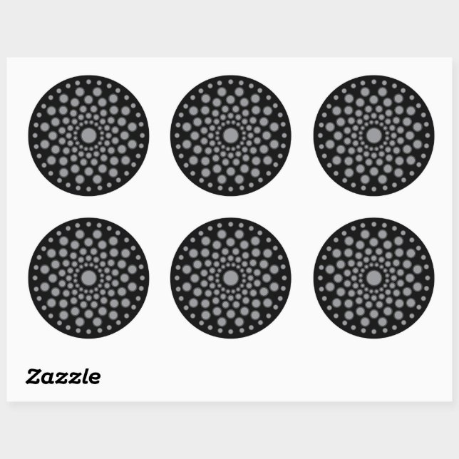 Dot Mandala Template Classic Round Sticker (Sheet)
