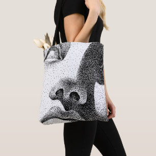 Dot Matrix Art: Classical Marble Face Tote Bag