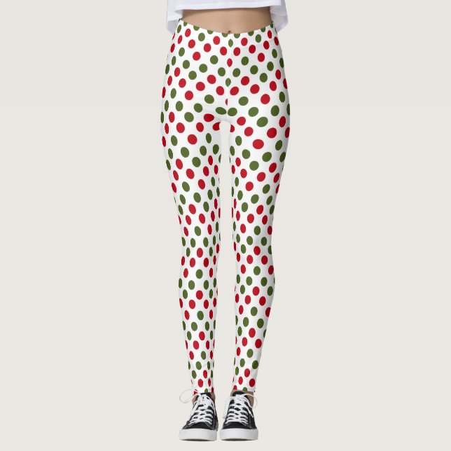 Dot Me Red And Green Leggings (Front)