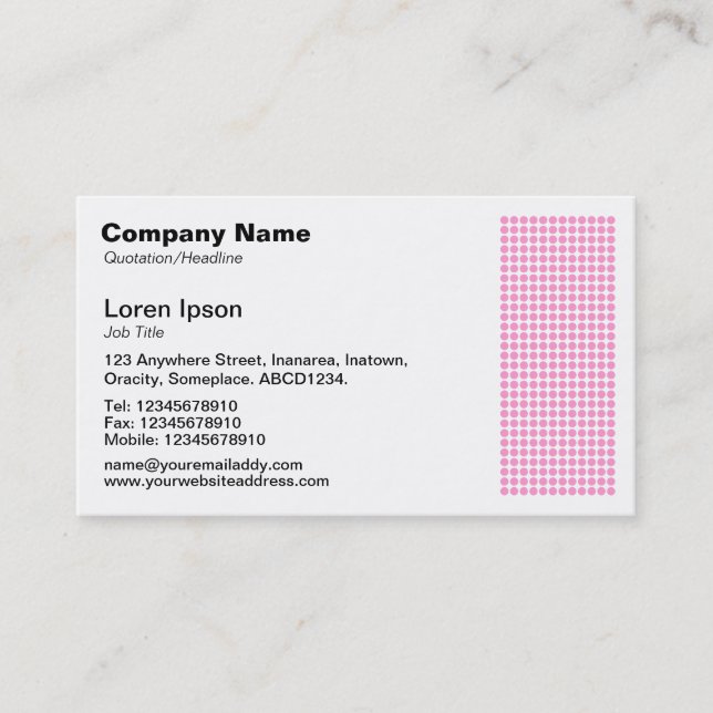 Dot Motif - Pink Business Card (Front)