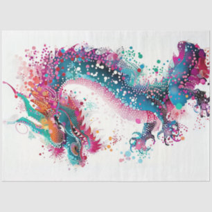 Dot Painted Rainbow Colours Dragon Decoupage  Tissue Paper
