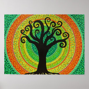 Dot Painting Picture "Lifbaum" Poster